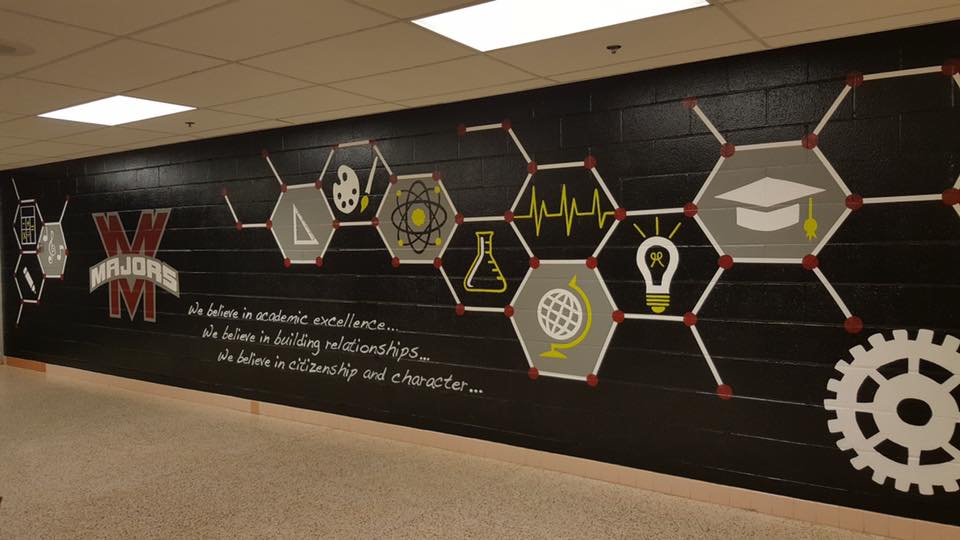 Client: Mt. Vernon HS, Fairfax County, Virginia
Size: Approx. 32 feet W X 8 Ft. H
Scope: A campus beautification project organized by a Consultation Firm, ABCD and paid for by Alumni