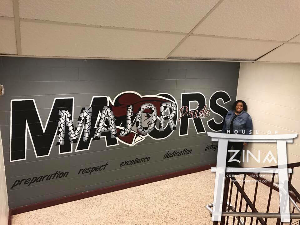 Client: Mt. Vernon HS, Fairfax County, Virginia
Size: Approx. 15 feet W X 8 Ft. H
Scope: A campus beautification project organized by a Consultation Firm, ABCD and paid for by Alumni.
