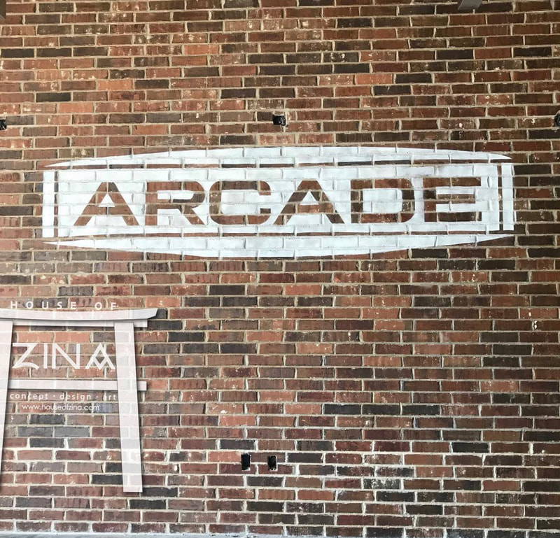 Client & Location: Zale Properties & Construction Co, Richardson, TX
Size: Approx. 18 feet W X 10 Ft. H
Scope: A builder, Zale properties was building a large apartment complex and on the site, they were creating an arcade center and asked me to create a "ghost stamp" on the wall.
